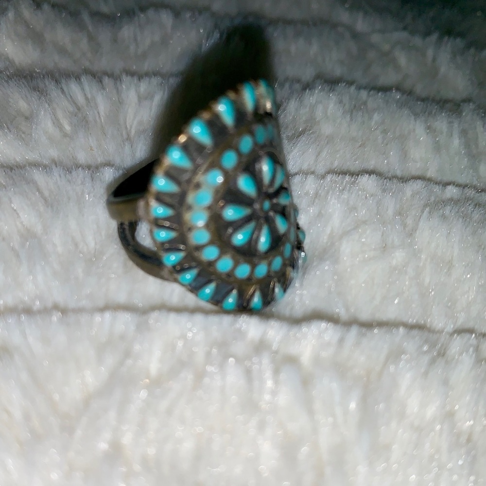 Brass made Turquoise patterned Ring